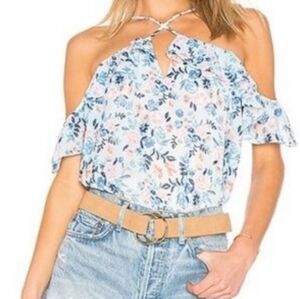 Lovers + Friends Floral Cold Shoulder Criss Cross Top